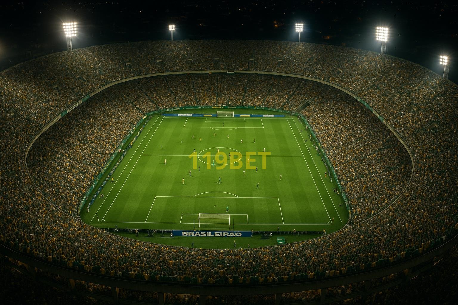 Estádio de futebol lotado, pronto para uma grande partida