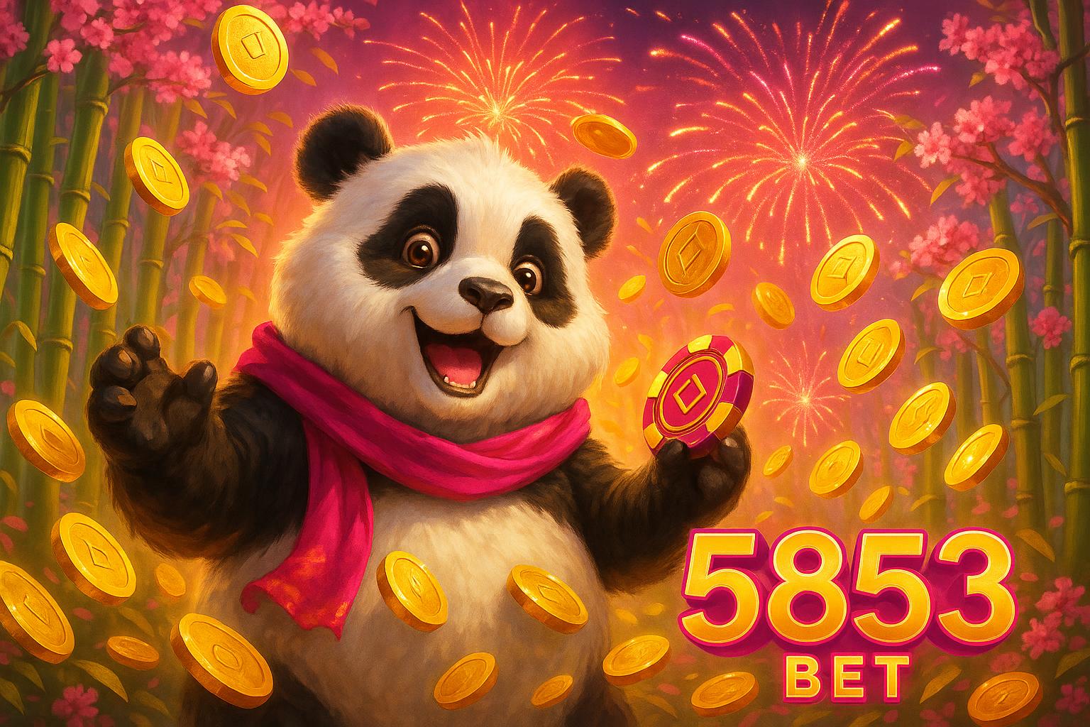 Banner de Boas-Vindas do Cassino 5853 Bet com o Panda da Sorte