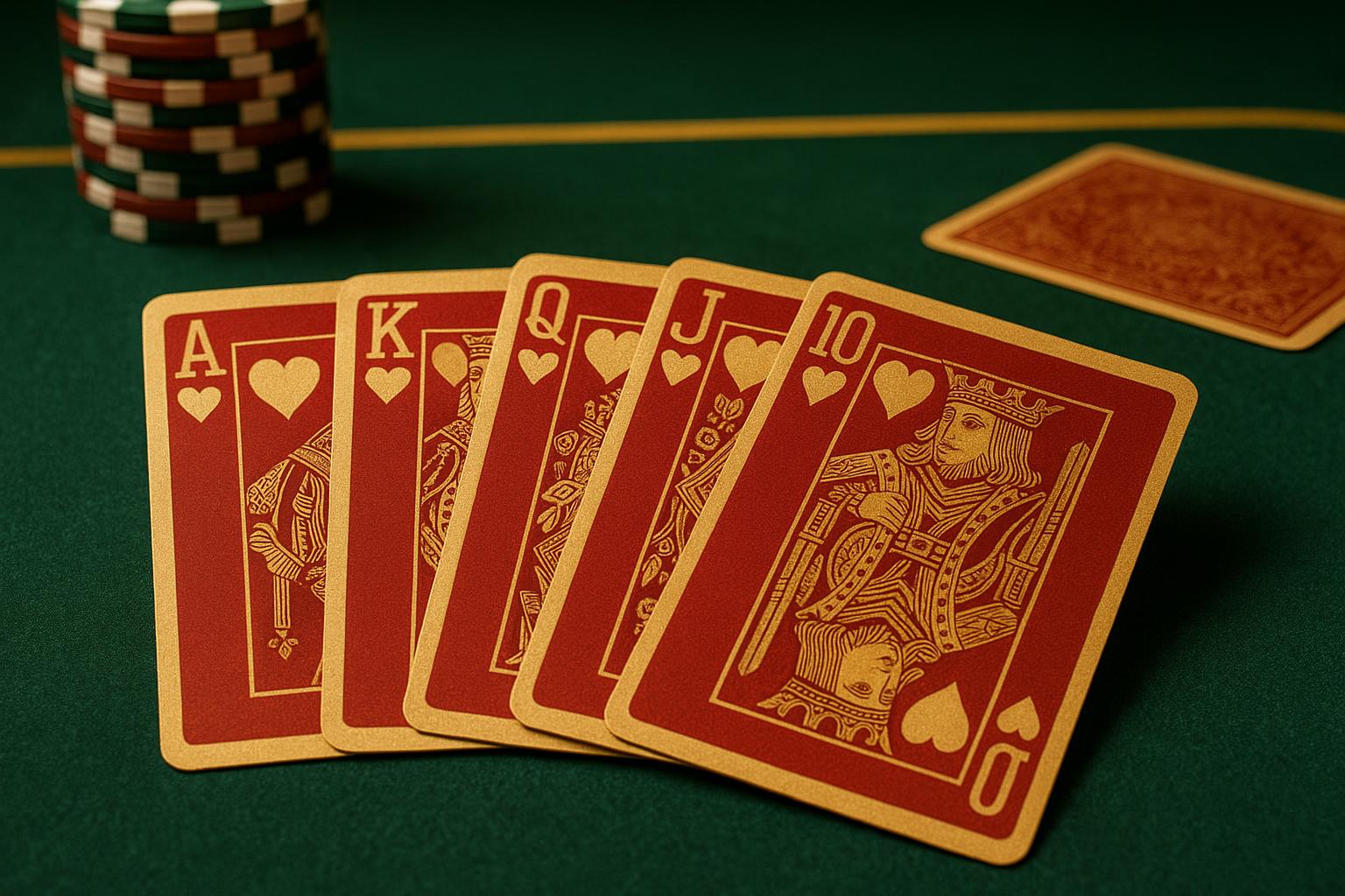 Fichas e cartas de poker em uma mesa de jogo